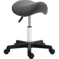 Tabouret selle à roulettes réglable hauteur pivot 360° similicuir, chaise ergonomique bureau coiffeuse salon