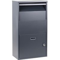 Wiltec – Boîte à colis anthracite 410 x 220 x 750 mm – Boîte aux lettres sur pied en acier – Système de verrouillage sécurisé – Réception de colis volumineux