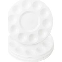White Round Paint Tray Palettes, Plastic Paint Tray Palette, Paint Palettes Paint Pallets with 10 Wells for Adults & Kids, for Painting or DIY Craft Class, 4 PCS