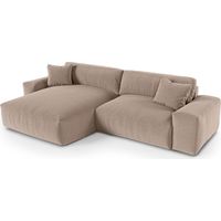 Canapé d'angle gauche 4 places en tissu tramé toucher doux taupe CHEER