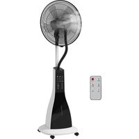 Ventilador de pedestal con humidificador – Silencioso – Portátil – Control remoto – Blanco y negro