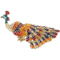 Boîte à bijoux en forme de paon, peinte à la main avec des strass, charnières raffinées, convenant au salon et à la salle de bain.