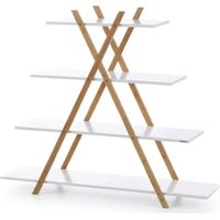 Scaffalatura Moderna 4 Ripiani Bambù MDF Libreria Soggiorno 125x30x103 cm