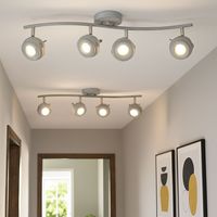 Lampada da soffitto a LED a 4 fiamme per il soggiorno, faretto regolabile, metallo grigio antico, 4x5W 4x 345lm bianco caldo, set di 2