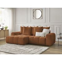 BOBOCHIC - Canapé d'angle convertible coffre ROXELANE tissu chiné Angle gauche Orange