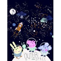 Tableau Peppa Pig Bleu Foncé -Outer Space - -Cosmos - 46 cm x 61 cm