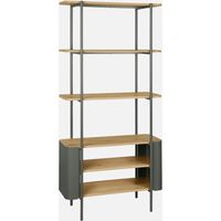 Estantería de metal curvado y madera, 6 niveles