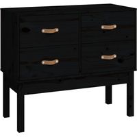Armoire console meuble de rangement Noir 90x40x78 cm Bois de pin solide -19408