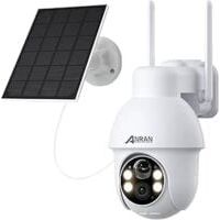 Überwachungskamera Aussen Akku 5MP mit Solarpanel, Ultra HD Kabellose Solar Überwachungskamera WLAN mit 4 Spotlight, Farbnachtsicht, PIR-Bewegungserkennung, Alexa Unterstützt, ANRAN Q3 Max Weiß