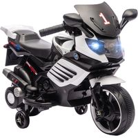Moto Eléctrica para Niños 6V con Ruedas de Apoyo Música Faro para Niños de 18-36 Mesas Blanco