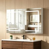 WUMAGIN -Armoire à miroir de salle de bain - 80x60cm - Lumière tricolore réglable - Désembueur intégré - Avec Prise et USB - Portes doubles - Pour Salle de bains, toilettes, salle de douche - Blanc