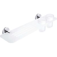 Nimco Unix - IXI Regal mit gefrästen Löchern 50 cm mit Gläsern, Chrom UN X350-58DW-26
