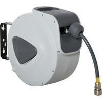 Carrete de manguera giratorio automático de 180° para montaje en pared con manguera de 20 m + conexión de 1/4" - Carrete de 21,94 m color antracita para garaje y jardín.