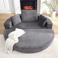 Canapé 2 Places velours côtelé Gris – Canapé-lit modulable Format ovale, livré avec coussins, pour appartement – salon ou chambre