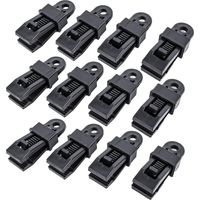 Lot de 12 clips de verrouillage robustes pour bâches – Clips en plastique pour tentes et parasols (noir)