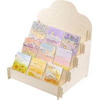 Présentoir carte postale en bois à 4 niveaux pour collectionneurs, autocollants et cartes-cadeaux