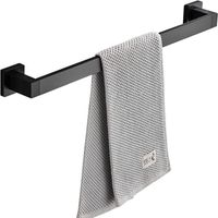 Space square aluminum towel rack, wall-mounted, single rod, black 30CM (dual use without drilling and drilling)