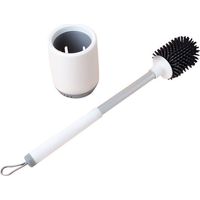 Brosse de toilette, brosse de toilette en silicone, porte-brosse de toilette, brosse de toilette murale noire, brosse de toilette murale sans trous, porte-brosse de toilette murale en acier inoxydable
