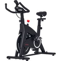 Cyclette silenziosa con resistenza, sella e manubrio regolabili, schermo LCD, supporto per tablet, nera