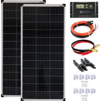 200 Watt 12V Solar Set 20A Laderegler gelb Montagewinkel Solaranlage Inselanlage Solarmodul 1200mm
