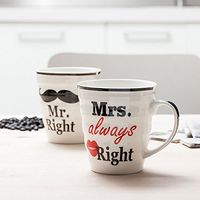 Out of the blue Tazza in Porcellana, Mr Mrs Always Right, Bianco, 2 unità (Confezione da 1)