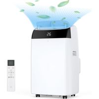 Climatiseur Mobile Silencieux 12000 BTU, 4 Fonctions Refroidissement/Déshumidification/Ventilation/Suivi, avec LED, Minuterie 24 h, Télécommande(Blanc)