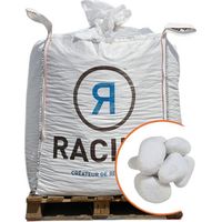 Racine – Galet décoratif en marbre blanc de Carrare 40-60mm – Big bag 500 kg – Paillage minéral esthétique et durable – Drainage optimal