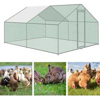 Wolketon Hühnerstall 3 x 4x 2m Hühnerhaus Freilaufgehege mit Schloss PE Sonnenschutz Dach Geflügelstall Verzinkter Stahl Kleintierstall Freigehege Outdoor