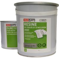 Soloplast – Résine époxy coulée et d’inclusion 5kg – Bi-composant transparente – Faible viscosité – Pour bois, métal, ciment