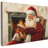 CUADRO EN LIENZO Navidad - Papá Noel - Invierno - Chimenea al aire libre Cuadros Para Dormitorio 30x20 cm