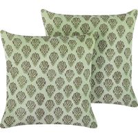 Conjunto de 2 cojines de terciopelo verde 45 x 45 cm floral bloque impreso Rungia