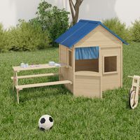 ODYSSEY casita de madera para niños, casita de exterior con mesa de picnic incorporada