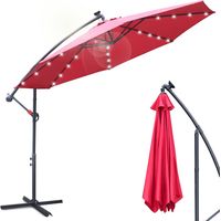 SWANEW Ombrellone Deporte LED solare protezione UV e resistente agli agenti atmosferici Ø350cm Rosso