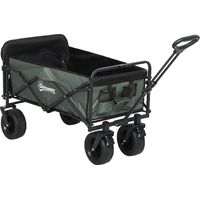 Carrello da Giardino Pieghevole 95L con Pannello Apribile, Acciaio e Poliestere, Vert, 125x48x78-102 cm