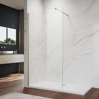 ELEGANT Shower Screens Brushed Gold Walk In Shower Enclosure 8mm Easy Clean Glass Wetroom Shower Screen Panel, 1000mm
