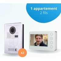 Portier interphone vidéo MODERN 2 Fils pour 2 entrées - 1 appartement - 2 platines - 1 écran blanc