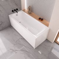 ECOLAM Baignoire rectangulaire Pola 180x75 cm + tablier en 2 parties vidage et trop-plein automatique pieds et silicone