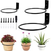 3 stuks bloempot muur planten wandhouder wandhouder planten muur hangende metalen plantenhouder binnendiameter 10 cm/14 cm/19 cm zwart ronde bloempot hangend voor thuis, tuin, balkon