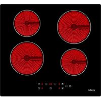 Iseasy – Plaque vitrocéramique 4 foyers 6000W – Minuteur multi-zones – Surface en verre trempé facile à nettoyer – Panneau tactile