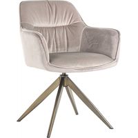 Fauteuil pivotant Aline CHR - Taupe et pieds brossés or