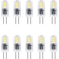 Lot de 10 ampoules LED G4 - 2 W - Pour lustres, salon, chambre, couloir - 12 V CA/CC - Blanc froid 6000 K - Économie d'énergie