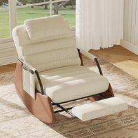 Fauteuil à bascule avec repose pied, 3 positions réglable, velours côtelé, fauteuil de relaxation salon, Scandinavian style - Beige