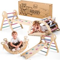 5-in-1 Montessori Klettergerüst Set: Indoor Kletterdreieck, Kletterbogen mit Kissen, und Rutsche für Kinder, Indoor Spielplatz 1-3 Jahre