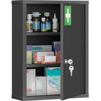 Medizinschrank zur Wandmontage mit Schloss, 3-stufiger Stahl-Wandschrank, 40 x 15 x 53,5 cm, Schwarz