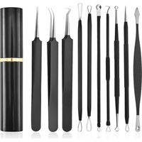 Tire Comedon, Extracteur Point Noir, Professionnel Blackhead Remover Outil Avec Étui en Métal (Noir)