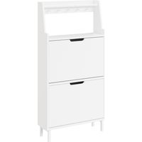 SoBuy Shoe Cabinet with 2 Doors White 60x19x119cm Modern FSR221-W