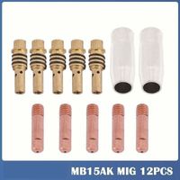 Torche MIG MAG12pcs Poste a Souder Mig sans Gaz Embouts de Contact de Buse de Soudage 15AK MIG/MAG Support de Connecteur de Gaz 0,8 mm, Buse Gas Conique, Support Tube de Contact, Consommables de Chalu