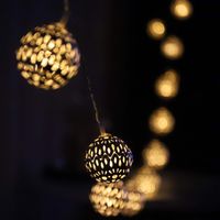MINKUROW Marokkanische Lichterkette, batteriebetrieben, 20 silberne Metallkugellichter mit Innendekoration, Hochzeitsfeier, Weihnachten, drinnen, draußen, 3 m