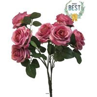 Bouquet de rose Paris factice, 10 têtes, H42cm Rose soutenu - BEST - couleur: Rose soutenu