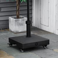 Base para sombrilla Outsunny, base cuadrada con 4 ruedas, dimensiones: 45 cm de largo x 45 cm de ancho x 39 cm de alto, HDPE negro.